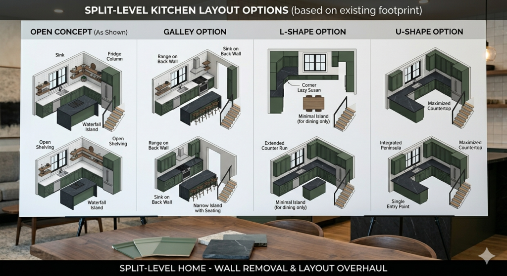 split level home kitchen remodel layouts